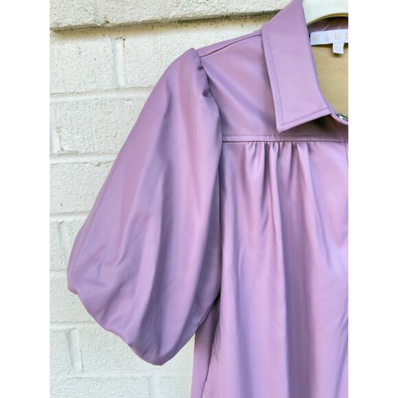 Karlie Lavender Purple Faux Leather Button Shift Dress Large Trendy Soft - Picture 10 of 11